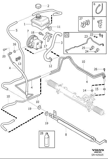 Volvo XC90 Power Steering Pressure Hose - 30645993 | Volvo Cars Mall of ...