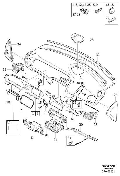 Volvo S60 Cross Country Dashboard Air Vent (Right, Charcoal). AIR ...