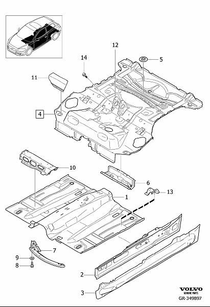 Volvo C30 Rocker Panel (Left, Front, Inner) - 31214102 | Volvo Cars ...