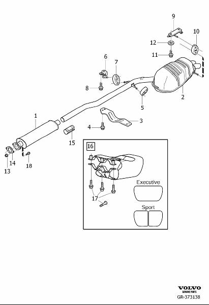 Volvo XC90 Exhaust Muffler. 8CYL - 31255381 | Volvo Cars Mall of