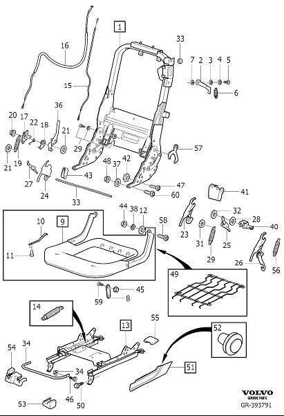 Volvo XC90 Seat Back Recliner Adjustment Handle (Left, Rear). LOCK ARM ...