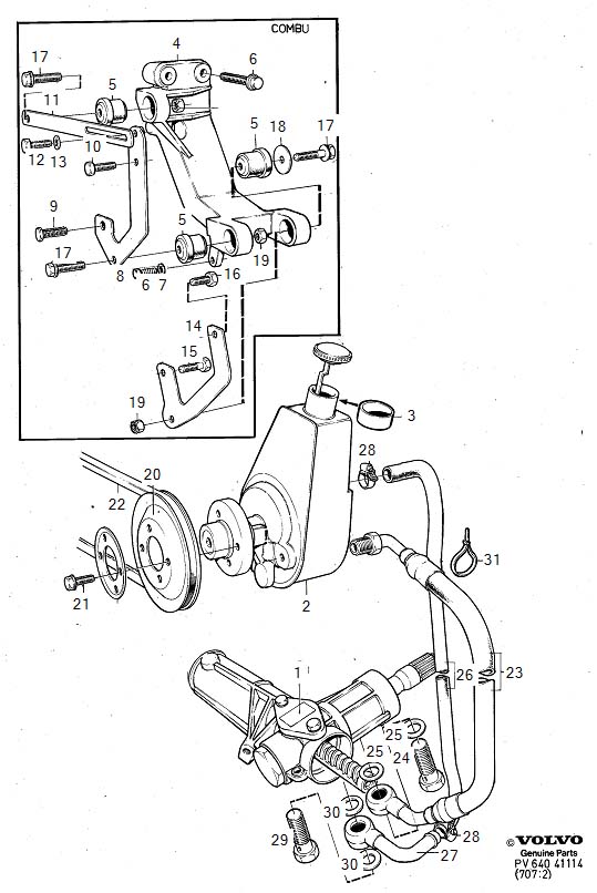 Volvo 240 Attaching Arm. COMBU. Diesel. Power Steering. Pump. (Rear
