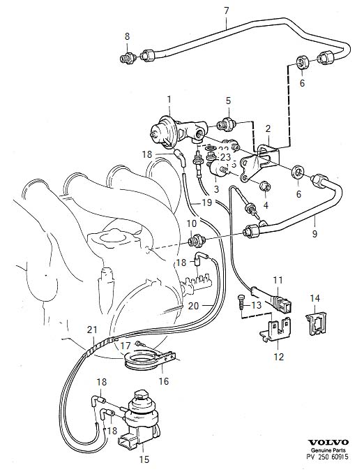 Volvo 960 Egr pipe. Exhaust gas recirculation. (inner). Egr-pipe. For