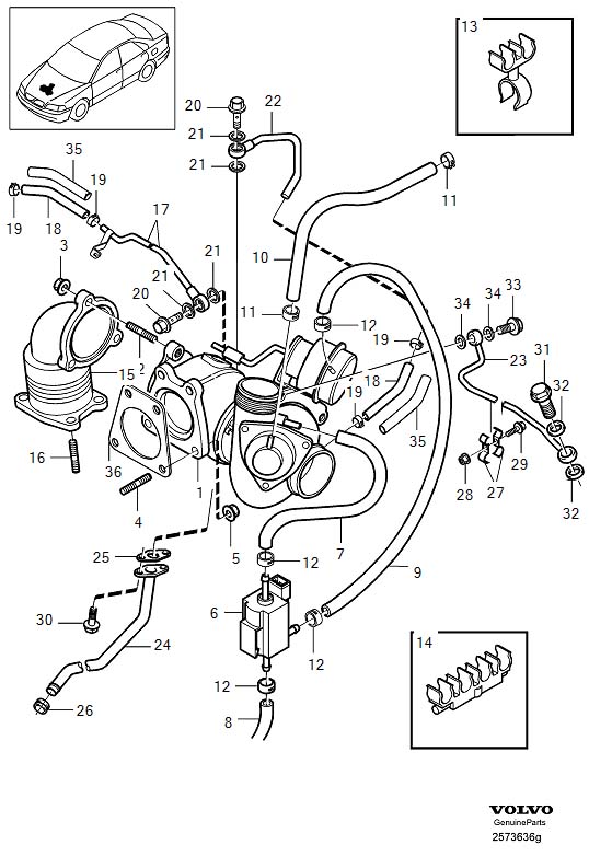 Volvo S40 Turbocharger Coolant Line  4cyl