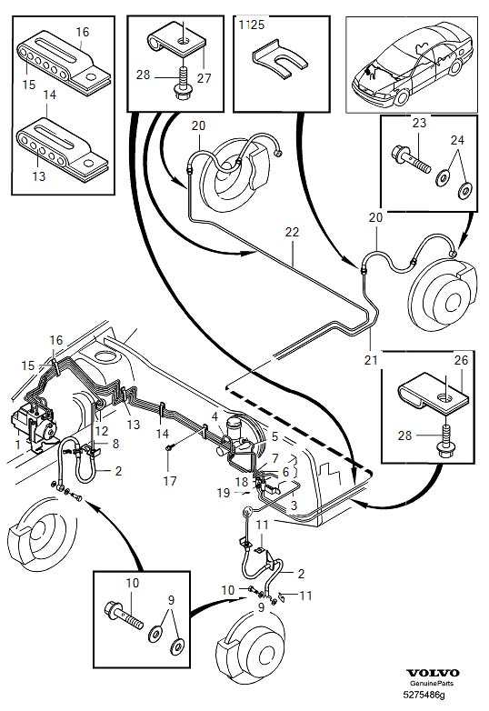 Volvo S40 Grommet. Brake Lines. Brake Pipes. With Fittings. With Parts ...