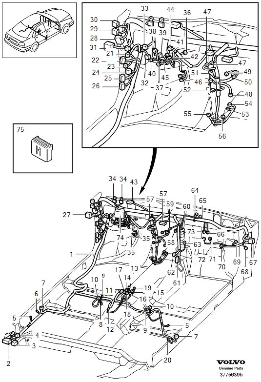 Volvo V40 Receptacle housing. Rearwindow, Bootlid, Changer - 976416