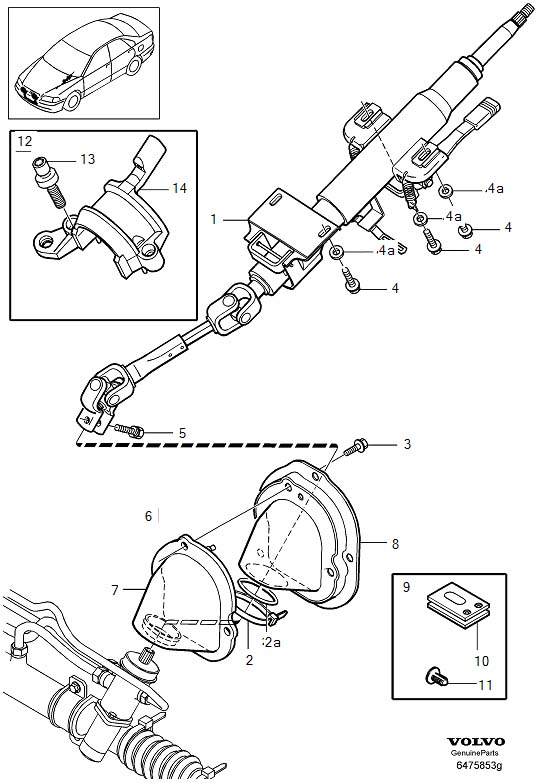 Volvo S40 Steering column. CH 600000-999999 (2001-2003), CH 1- (2003