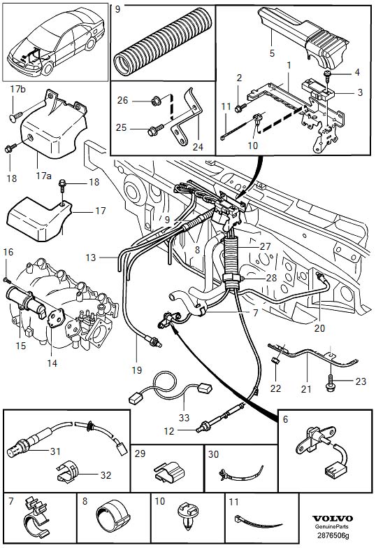 Volvo S40 Clip. Engine Compartment. Exhaust System. Fuel Supply