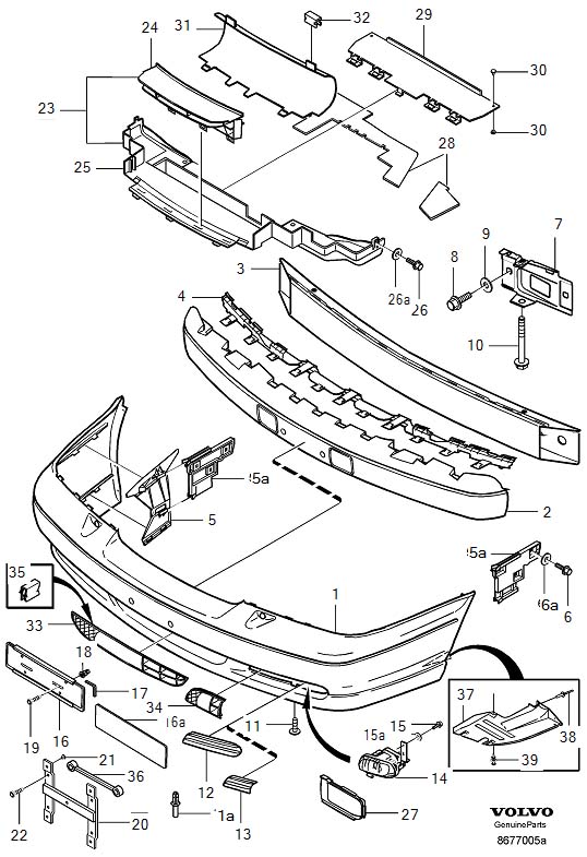 Volvo S70 Grille (Front). Grille, Center. Air Guides. Bumper, Spoiler ...